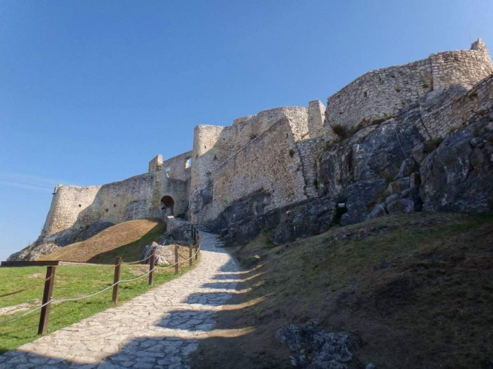 Khuôn viên lâu đài bao quanh bởi tường thành cổ