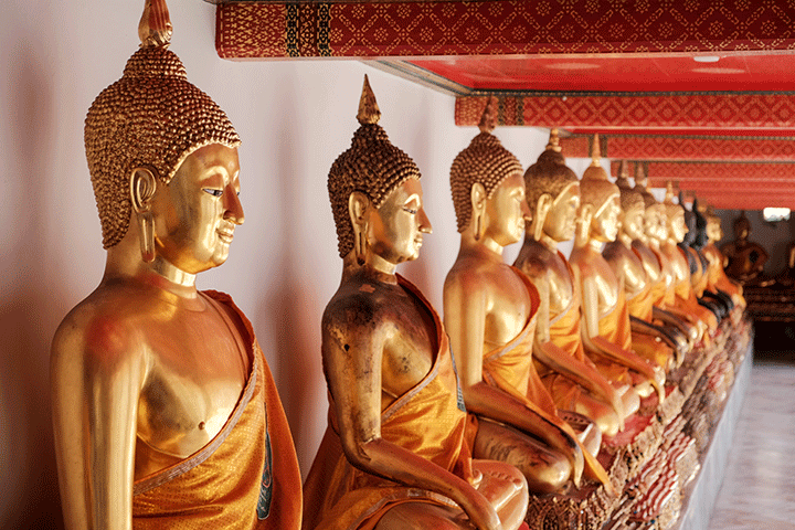 Các bức tượng Phật tại chùa Wat Pho