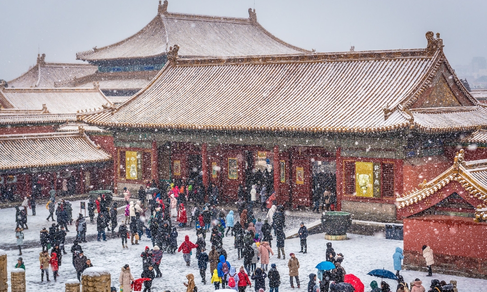 Sự uy nghiêm, tĩnh lặng của Tử Cấm Thành đặc biệt rõ nét trong màn tuyết trắng